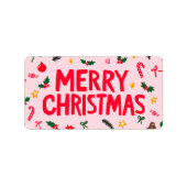 Étiquette Joyeux Noël mignon Doodle à main (Devant)