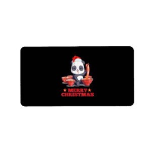 Étiquette Joyeux Noël mignon Ramen Panda nouilles japonaises