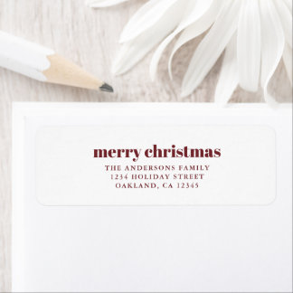 Étiquette Joyeux Noël minimaliste moderne rouge et blanc