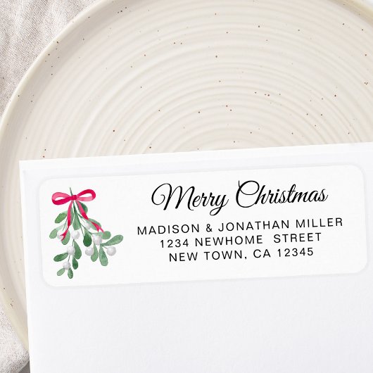 Étiquette Joyeux Noël Mistletoe Adresse de retour