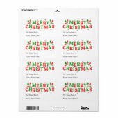 Étiquette Joyeux Noël Moderne Coloré À De (Feuille entière)