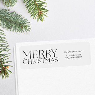 Étiquette Joyeux Noël moderne minimaliste Adresse de retour