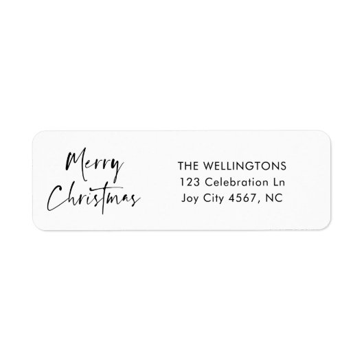 Étiquette Joyeux Noël moderne Script Nom de famille Adresse (Devant)