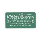 Étiquette Joyeux Noël moderne vert retour Adresse (Devant)