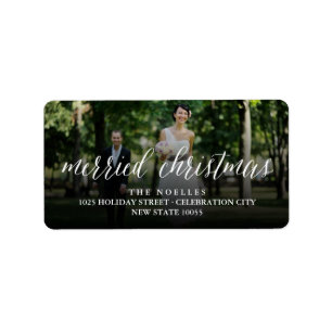 Étiquette Joyeux Noël Monsieur et Madame Photo Mariage Moder