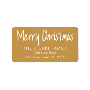 Étiquette Joyeux Noël Ocher Gold Simple Adresse de retour