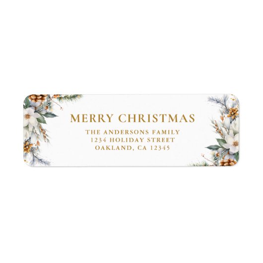 Étiquette Joyeux Noël Or Pine Tree (Devant)