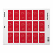 Étiquette Joyeux Noël or sur l'adresse de Noël rouge (Feuille entière)
