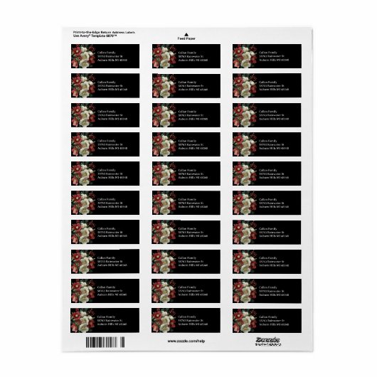 Étiquette Joyeux Noël Peinture Hellebore Conception de vacan (Feuille entière)