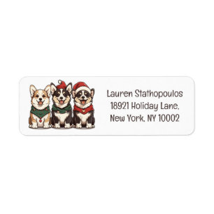 Étiquette Joyeux Noël Pembroke Welsh Corgi Chiens