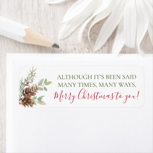 Étiquette Joyeux Noël Pinecone (En situation)