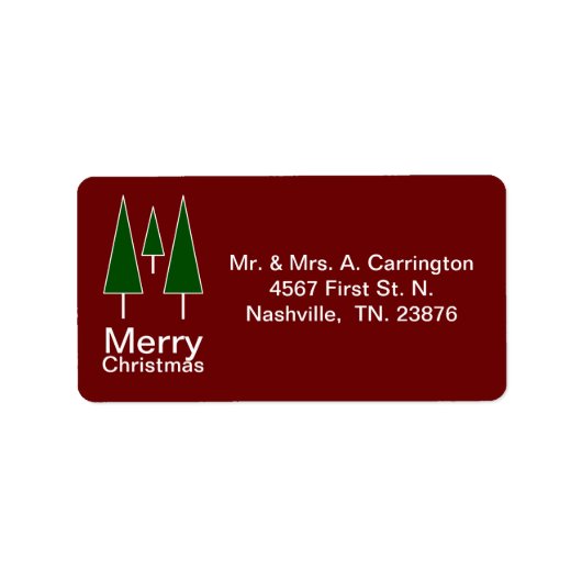 Étiquette Joyeux Noël Pins Abstraits (Devant)