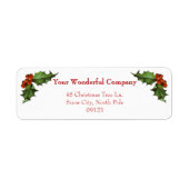 Étiquette Joyeux Noël Plaid et Holly | Retour (Devant)