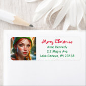 Étiquette Joyeux Noël Pretty Elf Festif (En situation)