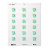 Étiquette Joyeux Noël QR code entreprise jaune vert eau (Feuille entière)