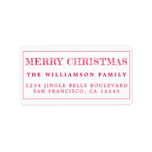 Étiquette Joyeux Noël Red Return Adresse
