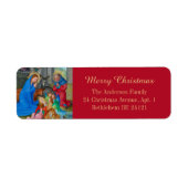 Étiquette Joyeux Noël Religieux Christian Médiéval Rouge (Devant)