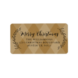 Étiquette Joyeux Noël Retourner Adresse Foliage Gold Jacquar