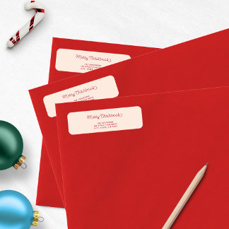 Étiquette Joyeux Noël rose moderne Adresse de retour