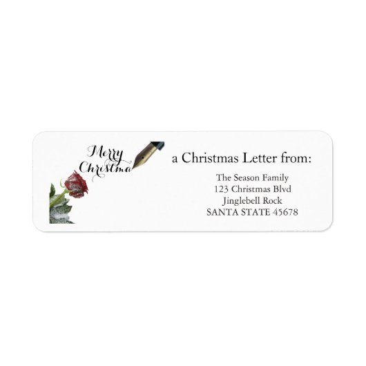 Étiquette Joyeux Noël rose neige (Devant)
