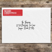 Étiquette Joyeux Noël rouge et blanc Adresse de retour