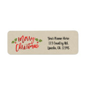 Étiquette Joyeux Noël Rouge Faux Foil Script moderne Kraft (Devant)