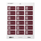 Étiquette Joyeux Noël Rouge Plaid (Feuille entière)