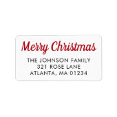 Étiquette Joyeux Noël Rouge Retro Script Calligraphie (Devant)