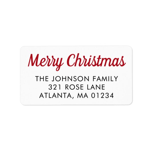 Étiquette Joyeux Noël Rouge Retro Script Calligraphie (Devant)