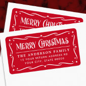 Étiquette Joyeux Noël rouge rouge blanc adresse de retour