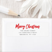 Étiquette Joyeux Noël Rouge script de retour adresse (En situation)