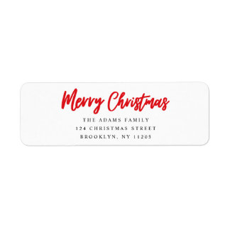 Étiquette Joyeux Noël Rouge script de retour adresse
