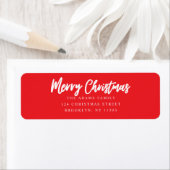 Étiquette Joyeux Noël Rouge script de retour adresse (En situation)