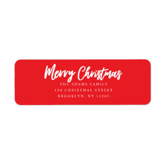 Étiquette Joyeux Noël Rouge script de retour adresse