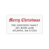 Étiquette Joyeux Noël Rouge traditionnel Script Calligraphie (Devant)