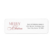 Étiquette Joyeux Noël rouge typographie adresse de retour (Devant)