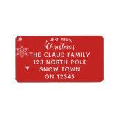 Étiquette Joyeux Noël Rouge Vacances Retour Adresse Étiquett (Devant)