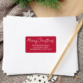 Étiquette Joyeux Noël Script Red Return Adresse