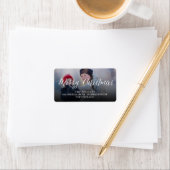 Étiquette Joyeux Noël Simple Blanc Script Retourner Adresse (En situation)