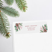 Étiquette Joyeux Noël Simple Floral Adresse de retour