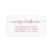 Étiquette Joyeux Noël Simple Moderne Adresse de retour (Devant)