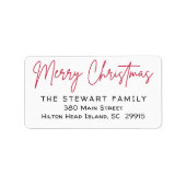 Étiquette Joyeux Noël Simple moderne Rouge Retour Adresse L (Devant)