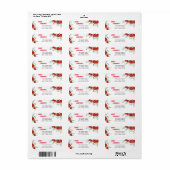 Étiquette Joyeux Noël Simple Rouge Poinsettia Floral (Feuille entière)