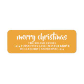 Étiquette Joyeux Noël Simple Typographie Jaune Et Blanc (Devant)
