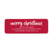 Étiquette Joyeux Noël Simple Typographie Rouge Et Blanc (Devant)