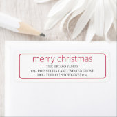 Étiquette Joyeux Noël Simple Typographie Rouge Et Blanc (En situation)