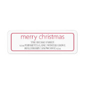 Étiquette Joyeux Noël Simple Typographie Rouge Et Blanc (Devant)
