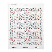 Étiquette Joyeux Noël Snowman Snowflakes Monogramme (Feuille entière)