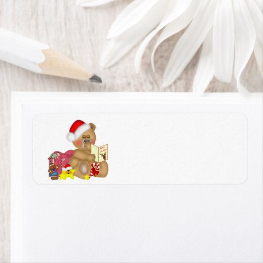 Étiquette Joyeux Noël Teddy Bear (En situation)