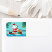 Étiquette Joyeux Noël tropical Santa (En situation)